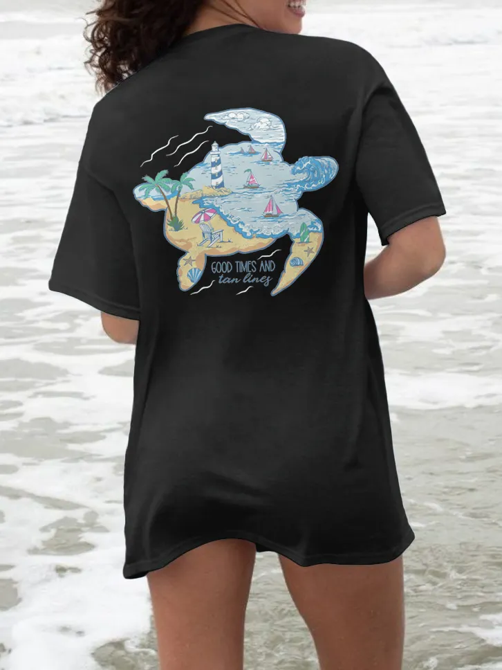 Tropical Sea Turtle Graphic Short - Sleeve Tee