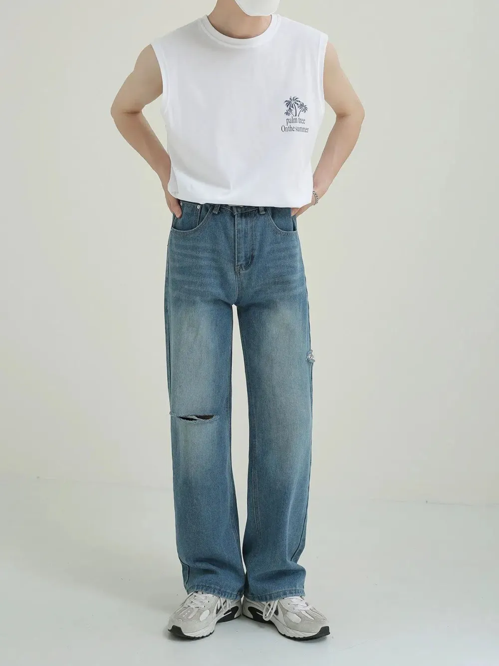 Faded And Whiskers Ripped Jeans