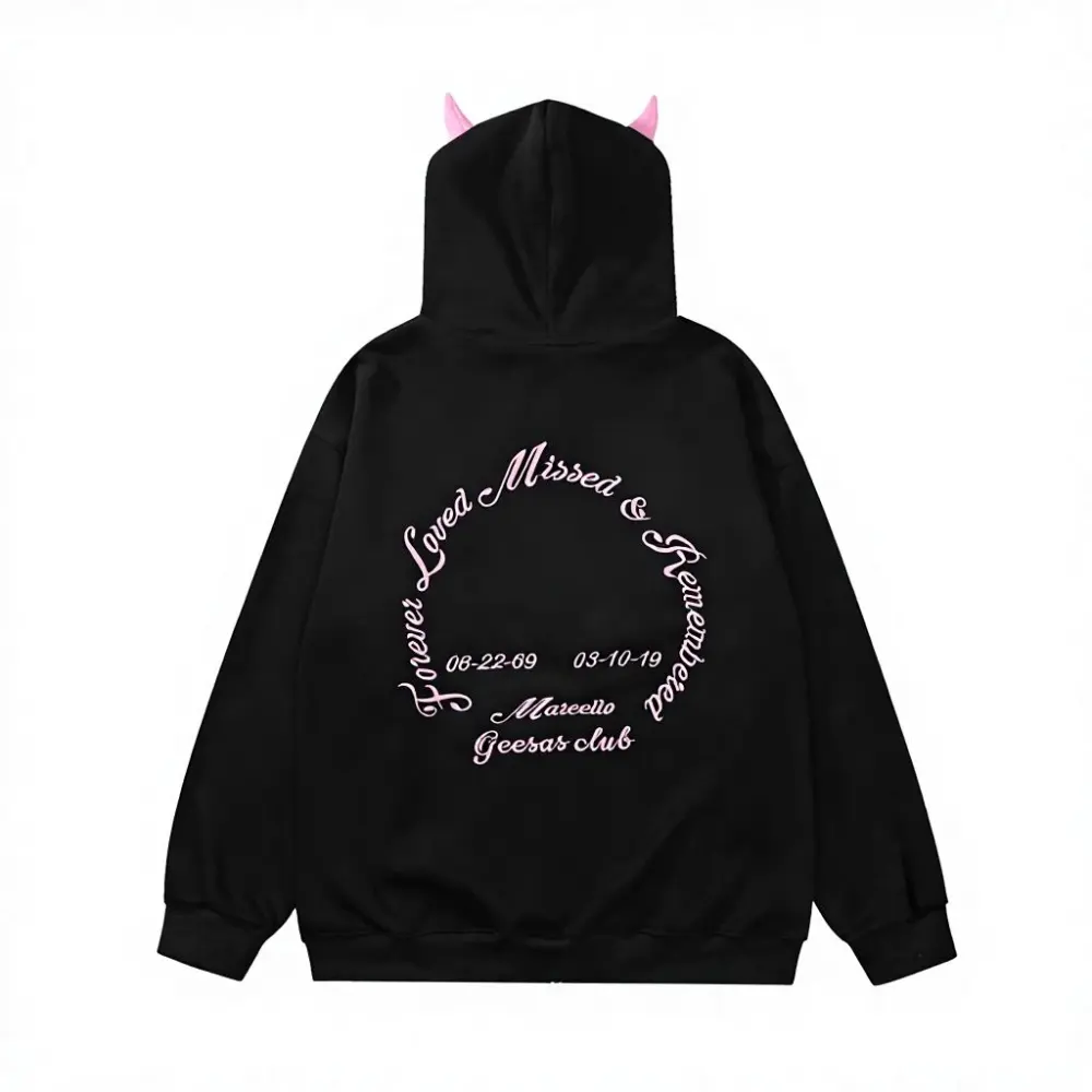 Retro Devil Patch Hooded Cardigan