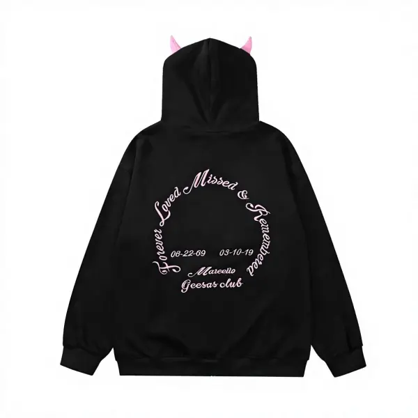 Retro Devil Patch Hooded Cardigan