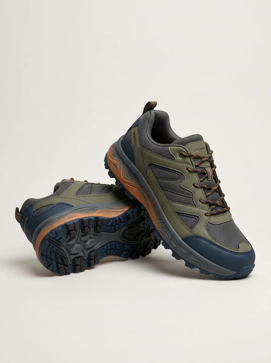Adventure Hiking-Inspired Mesh-Panel Casual Sneakers