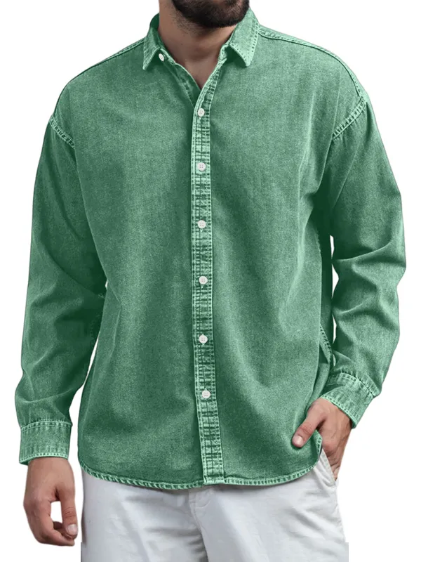 Structured Long Sleeve Open Collar Shirt