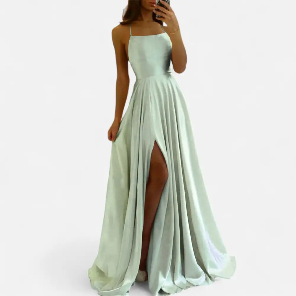  Strappy Slit Maxi Dress