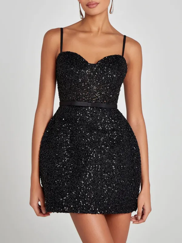 Sequin Bow Party Delicate Mini Dress