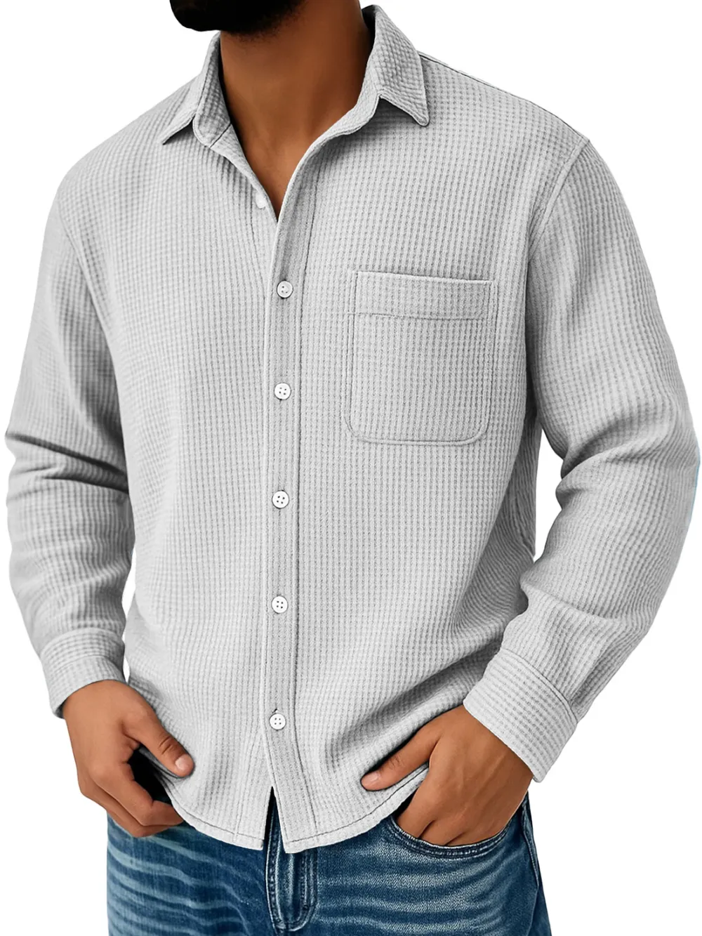 Easy Fit Textured Knit Pocket Shirt