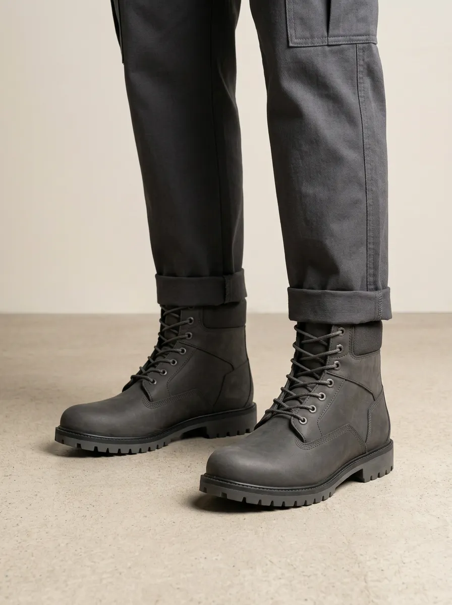 Unisex Matte Minimalist Print Work Boots
