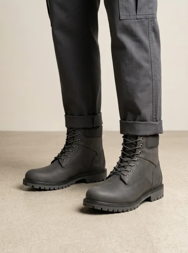 Unisex Matte Minimalist Print Work Boots
