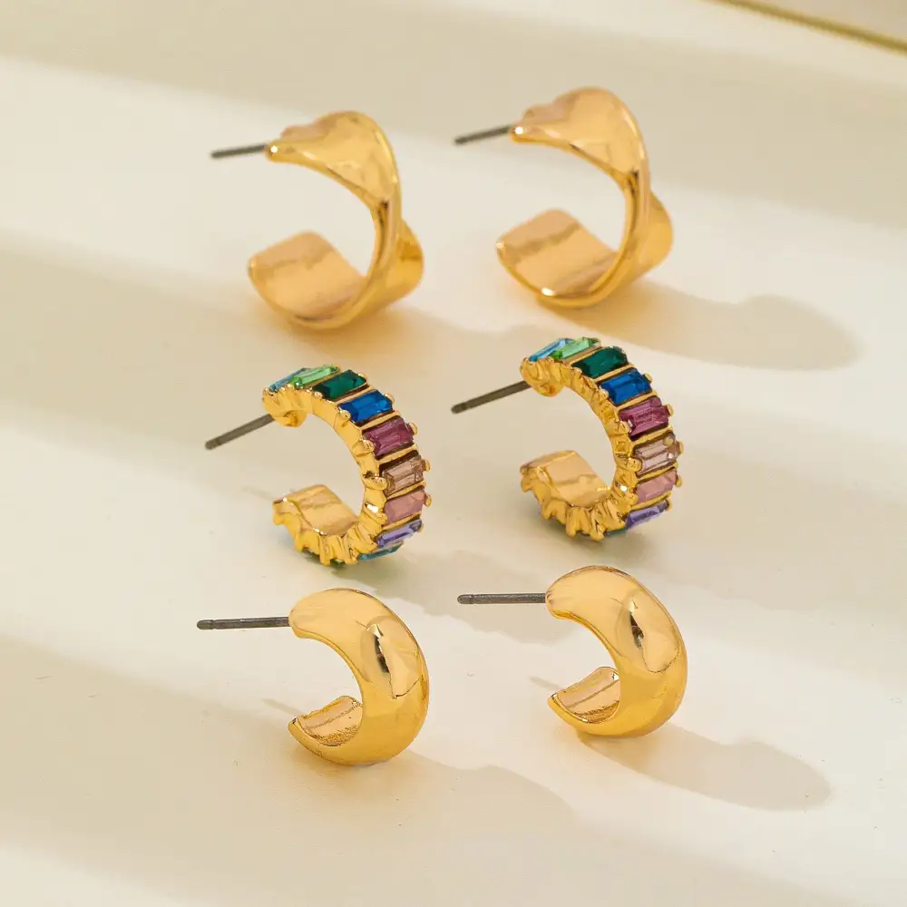 Multi Colored Baguette Twisted Hoop