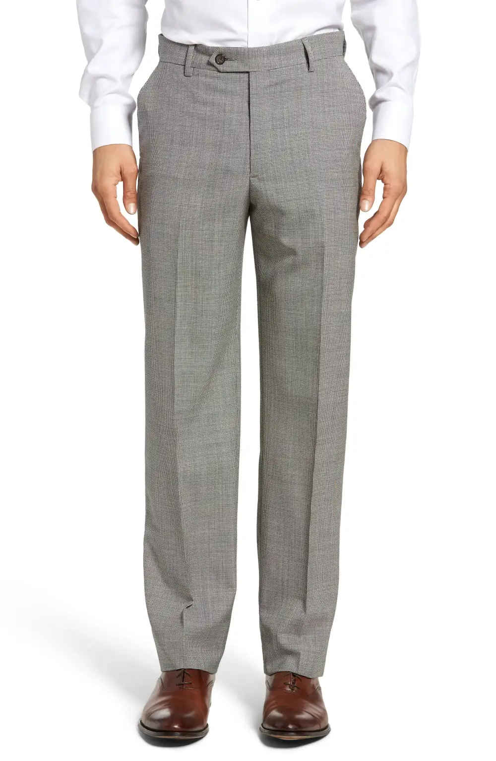 Houndstooth Flat Front Regular Rise Traditional Fit Trousers