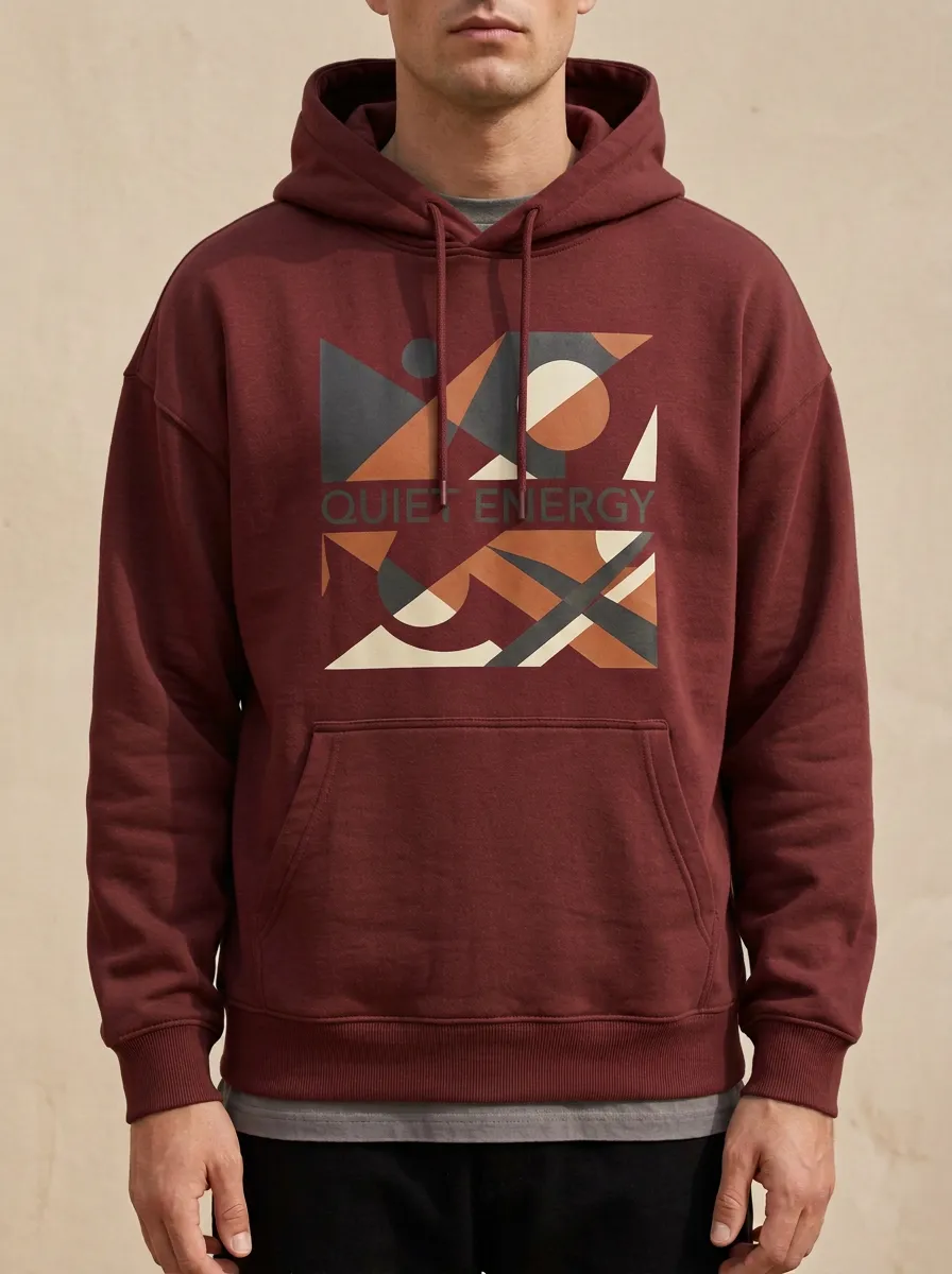 Men's Geometric Chest Print Pullover Hoodie