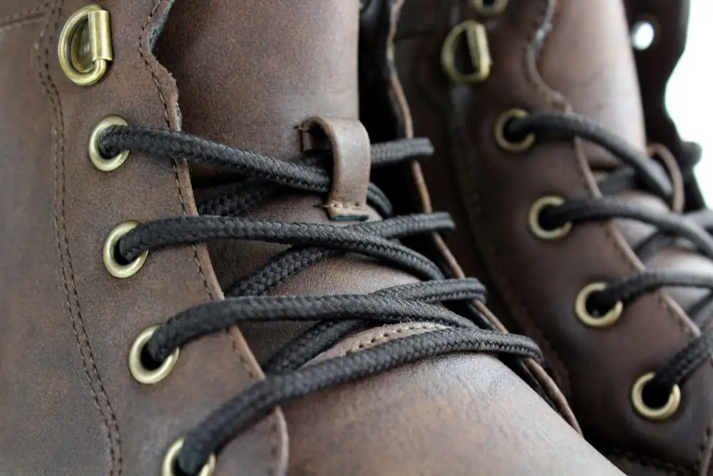 Faux-Leather Lace-Up Buckle-Detail Combat Boots