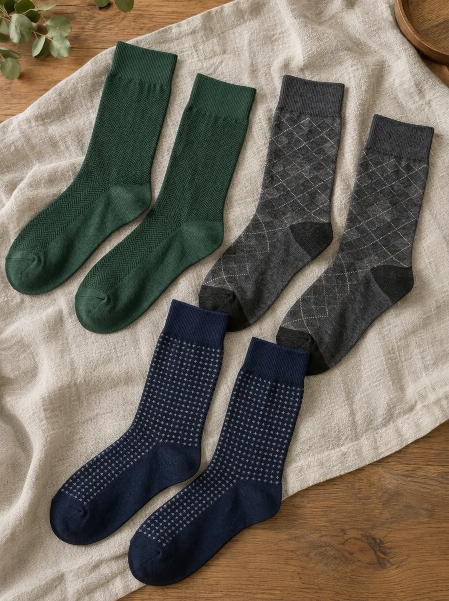 Men's Herringbone Argyle Star Pattern Printed 3-Pack Socks