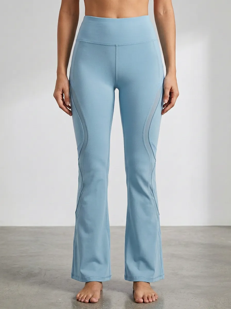 Women’s Yoga Mid-Rise Contrast Panel Printed Mini Flare Yoga Pants