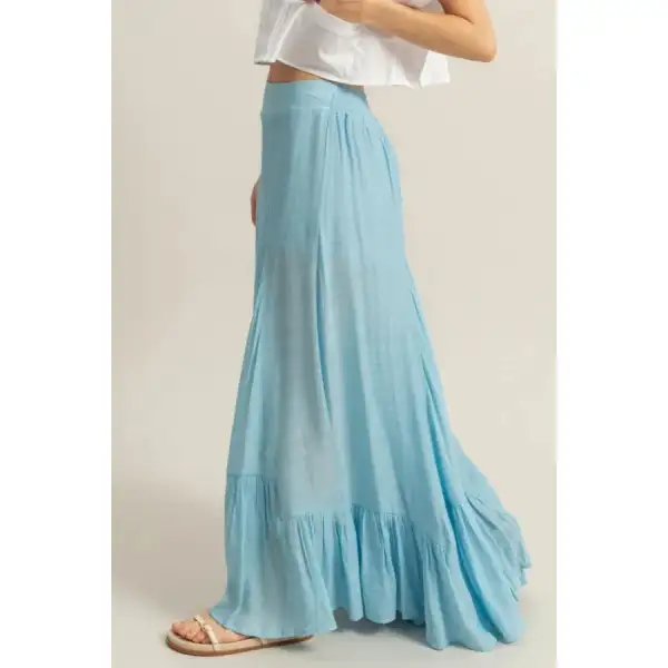 High Waist Ruffle Flared Wide Leg Pants