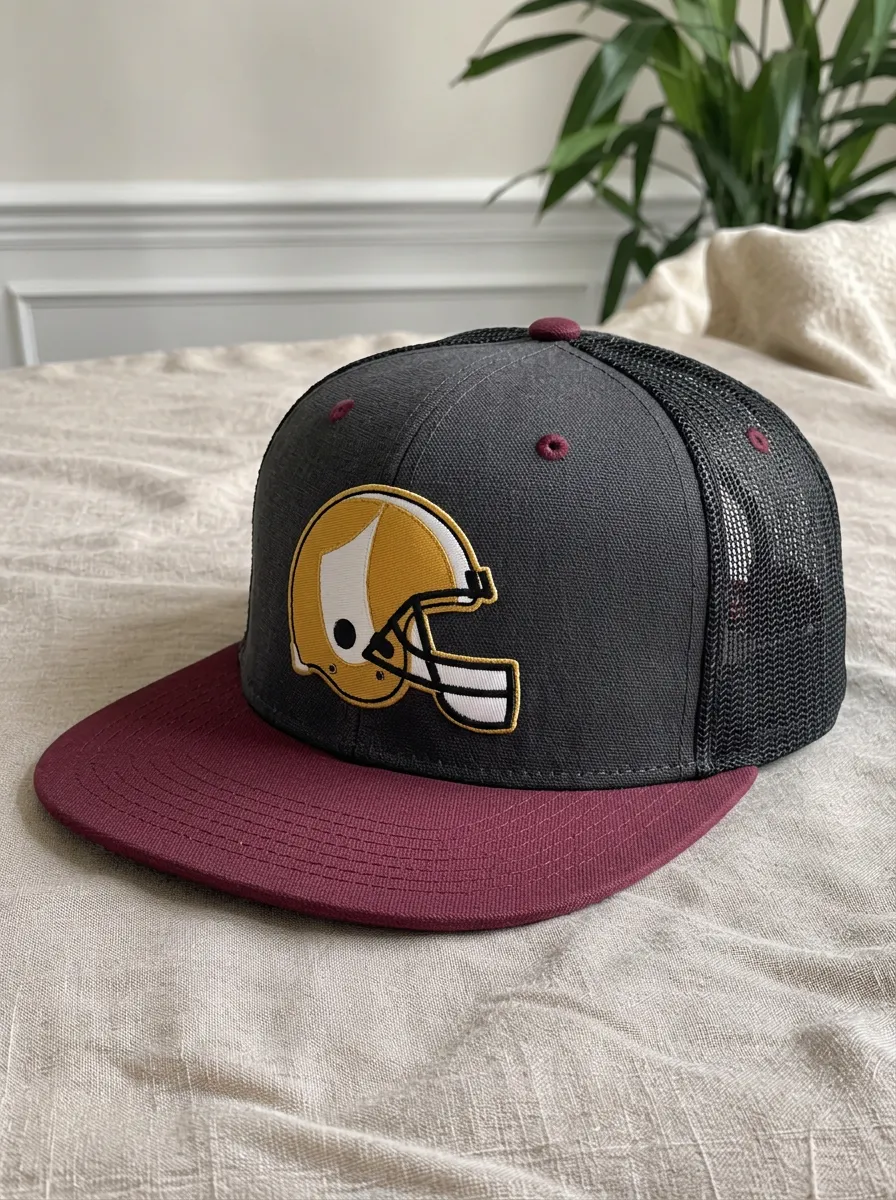 Men's Heritage Football Fan Gold Helmet Embroidered Mesh Trucker Cap