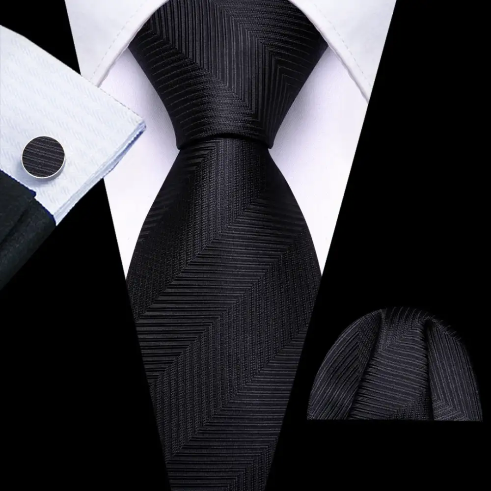 Modern Solid Silk Necktie Set