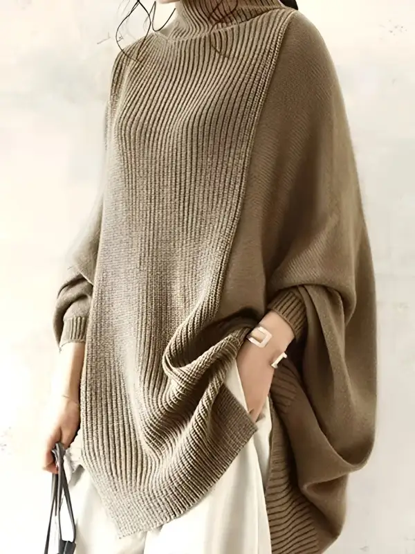 Relaxed Ribbed Poncho