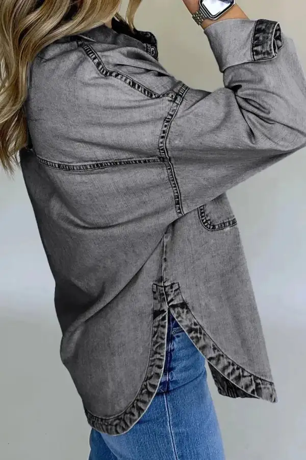 Denim Button Front Casual Jacket
