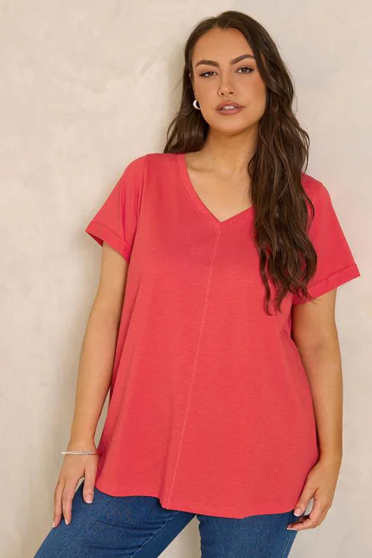 2 Pack Curve Red & Navy Blue Cotton T-Shirts detail 1