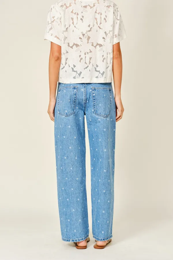 Women's Polka-Dot Straight-Leg Jeans