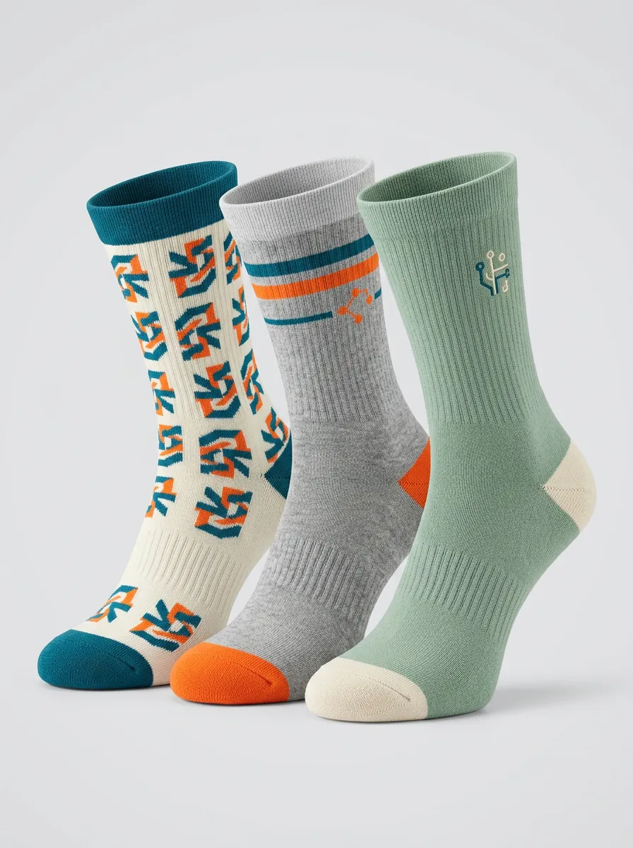 Comfort Geometric Women's Three-Pair Crew Socks