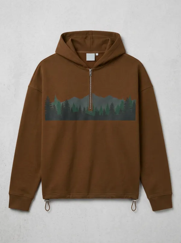 Men's Mountain Forest Graphic Half-Zip Hoodie