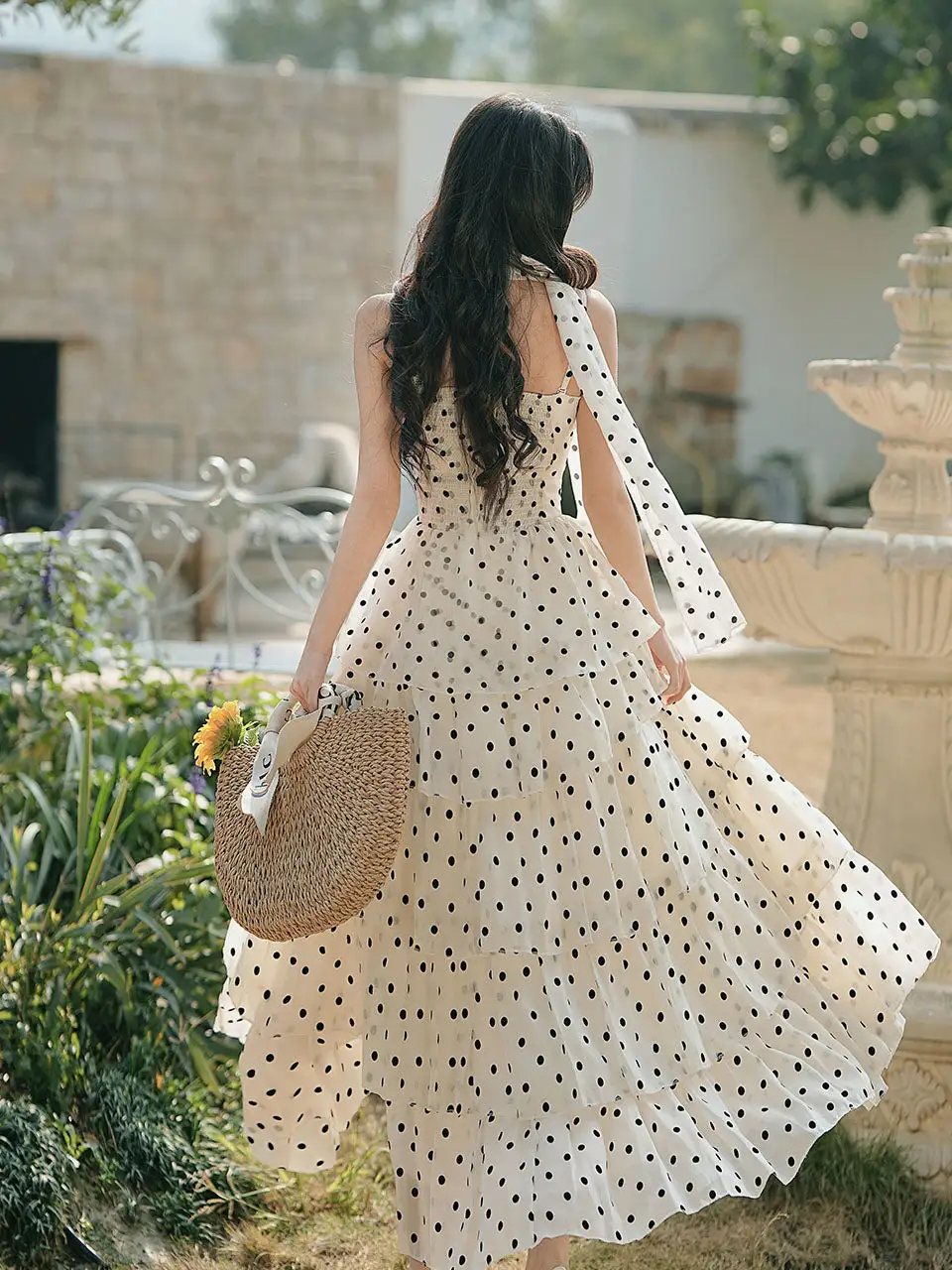Polka Spaghetti Strap Maxi Dress