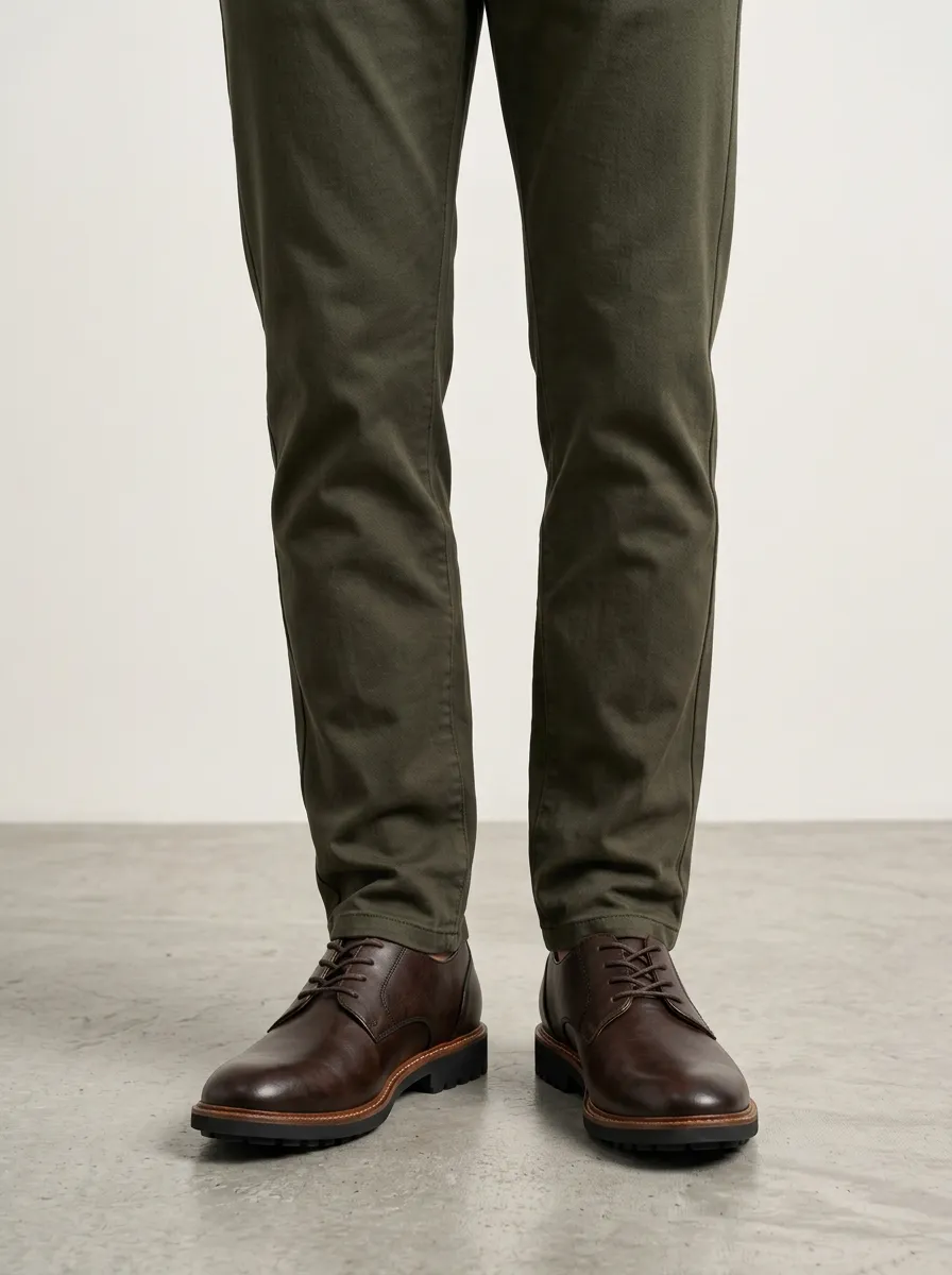 Men's Lug-Sole Lace-Up Leather Polished-Finish Oxford Shoes