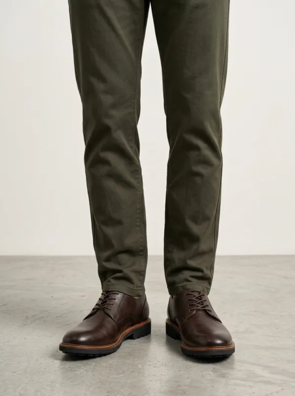 Men's Lug-Sole Lace-Up Leather Polished-Finish Oxford Shoes