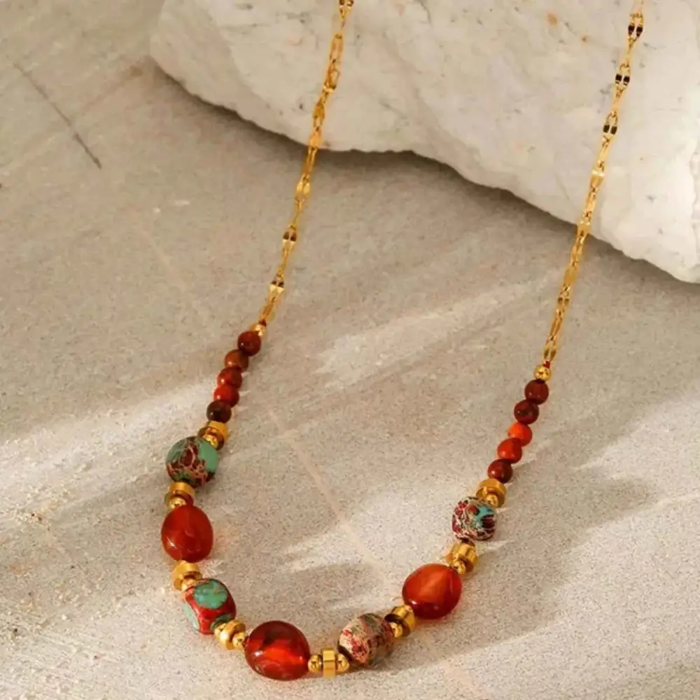 Two Piece 18K Gold Plated Bead Necklace