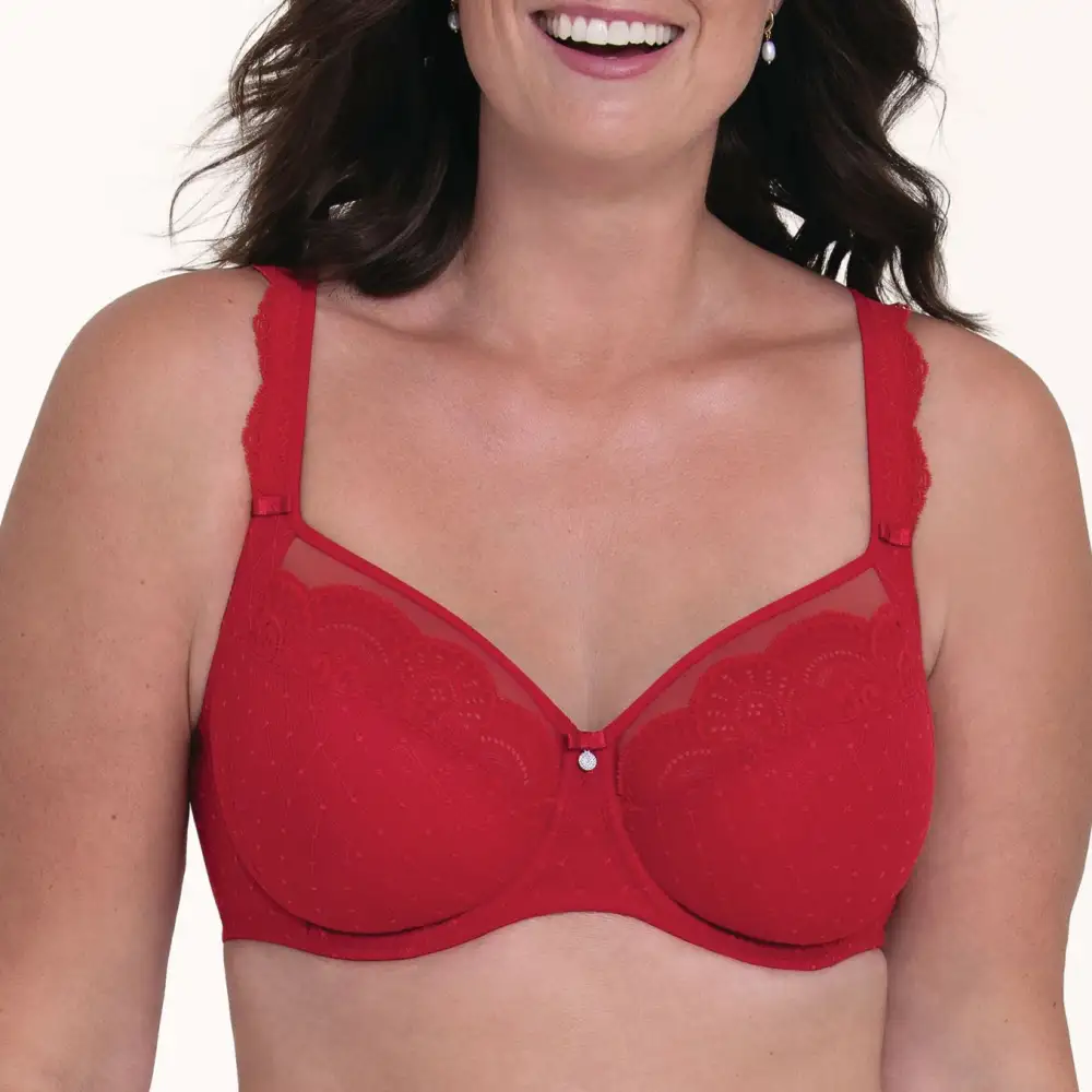 Women's Full Coverage Underwire Lace Decorative Stone Bra