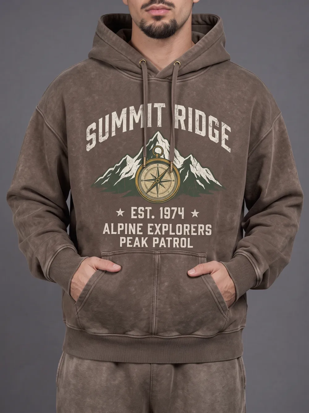Men's Mountain Explorer Compass Summit Ridge Printed Hoodie