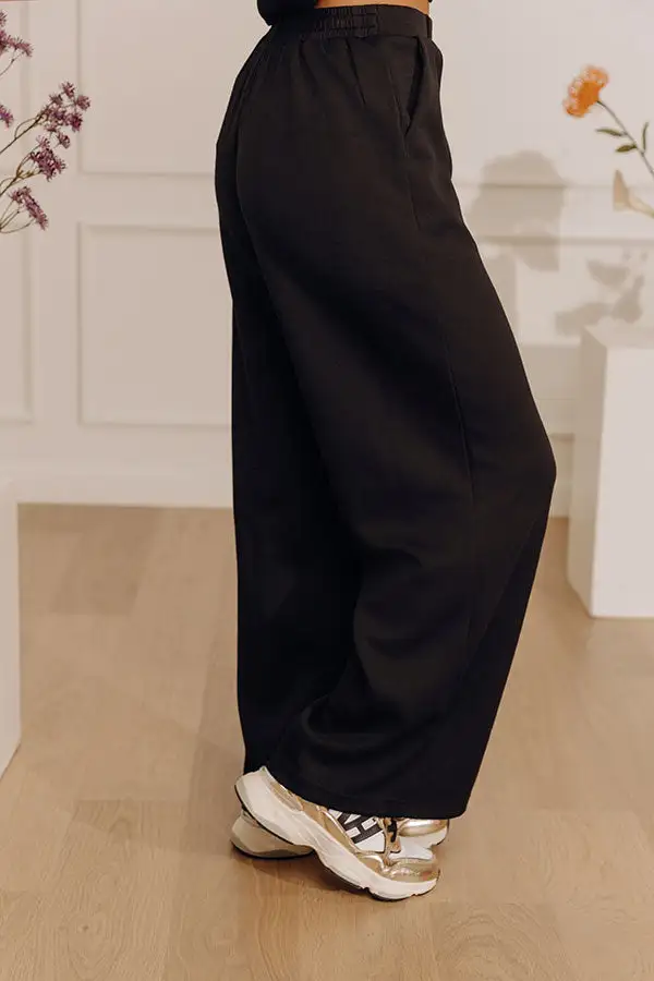 High Waist Relaxed Wide Leg Elastic Waist Pants
