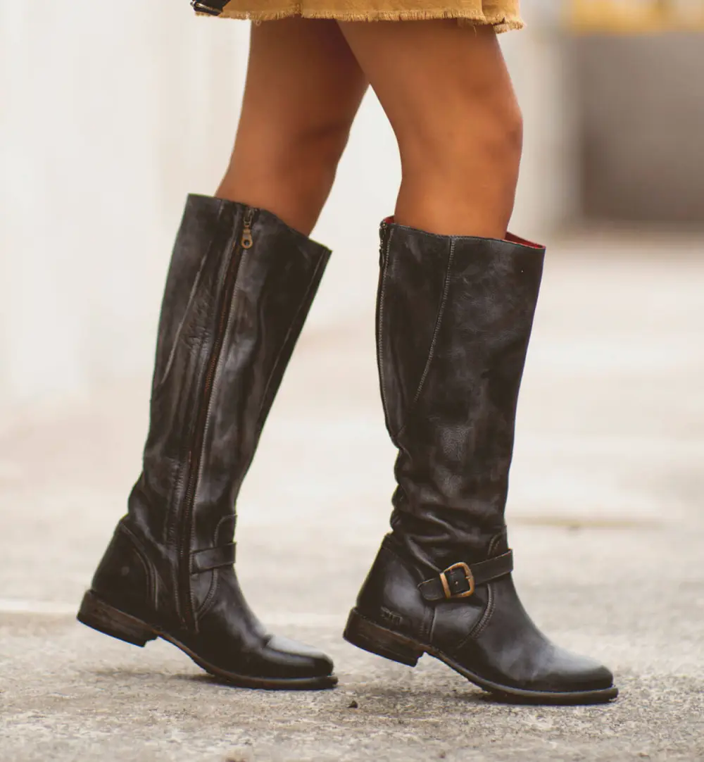 Buckled Layered Riding Boots