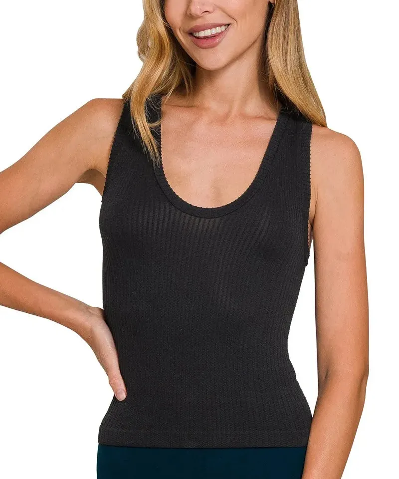 Scoop-Neck Ribbed-Knit Tank Top