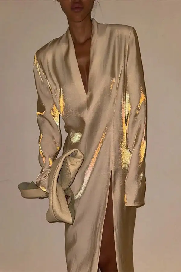 Refined Long Sleeve And Slit Maxi Skirt Set
