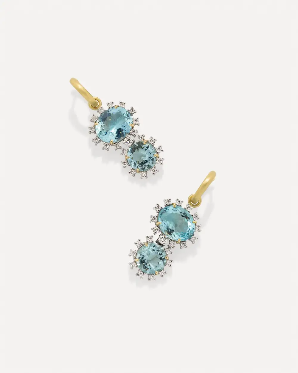 Modern Diamond Studded  Gem Double Drop Huggie Earrings