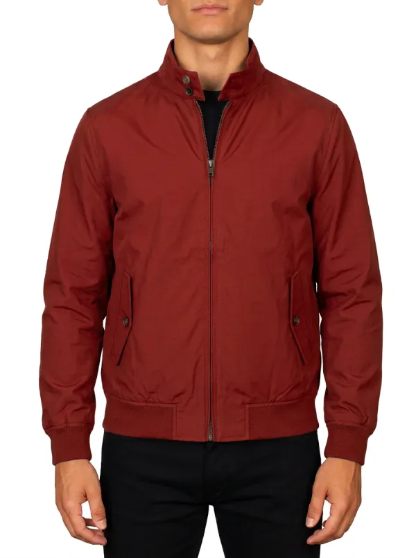Men's Casual Olive Green Stand Collar Zip-up Bomber Jacket