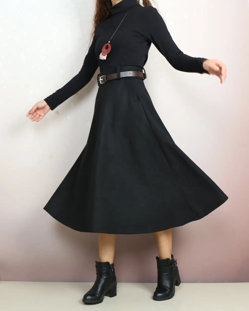 Everyday Belted Wool Maxi Skirt