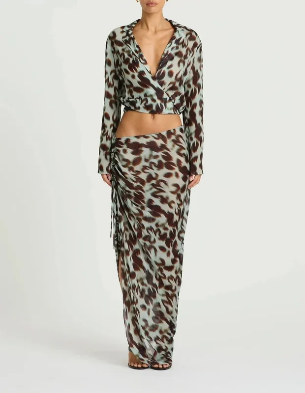 Floral Draped Maxi Skirt