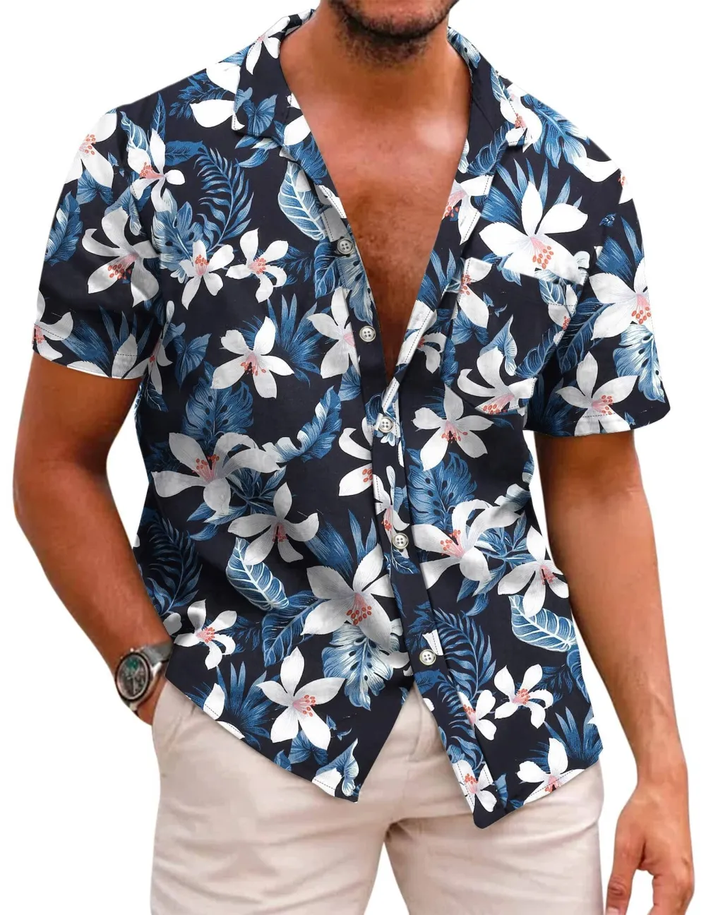 Cotton Linen Printed Button Front Shirt