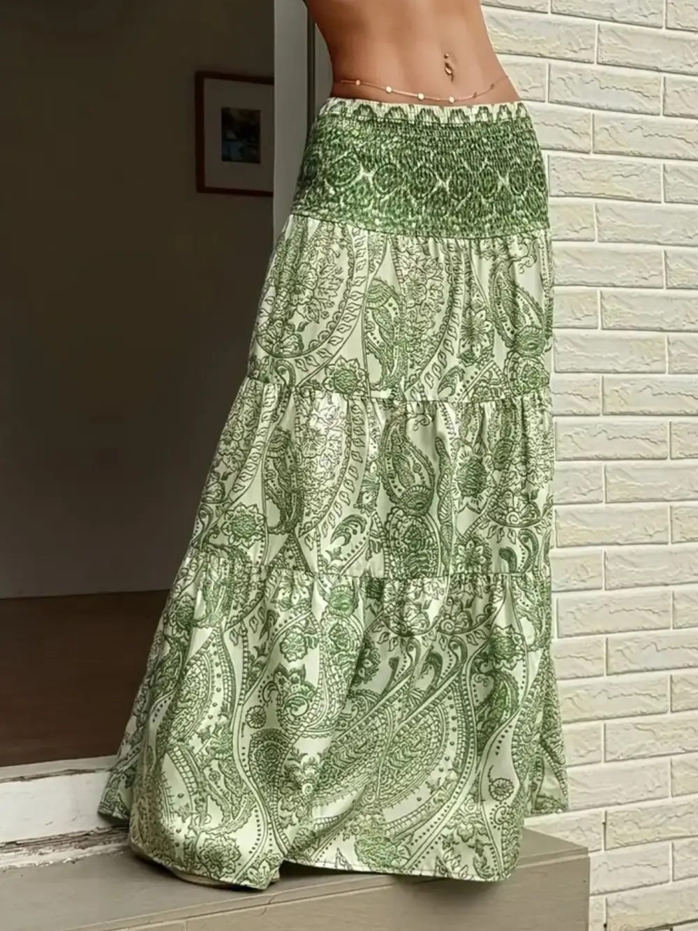 Refined Smocked Printed Skirt