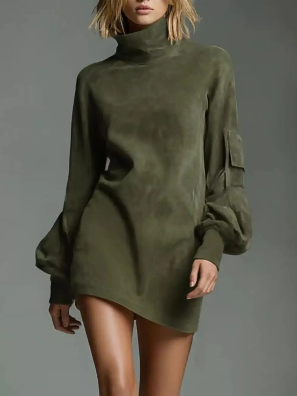 Lantern Sleeve Mini Dress