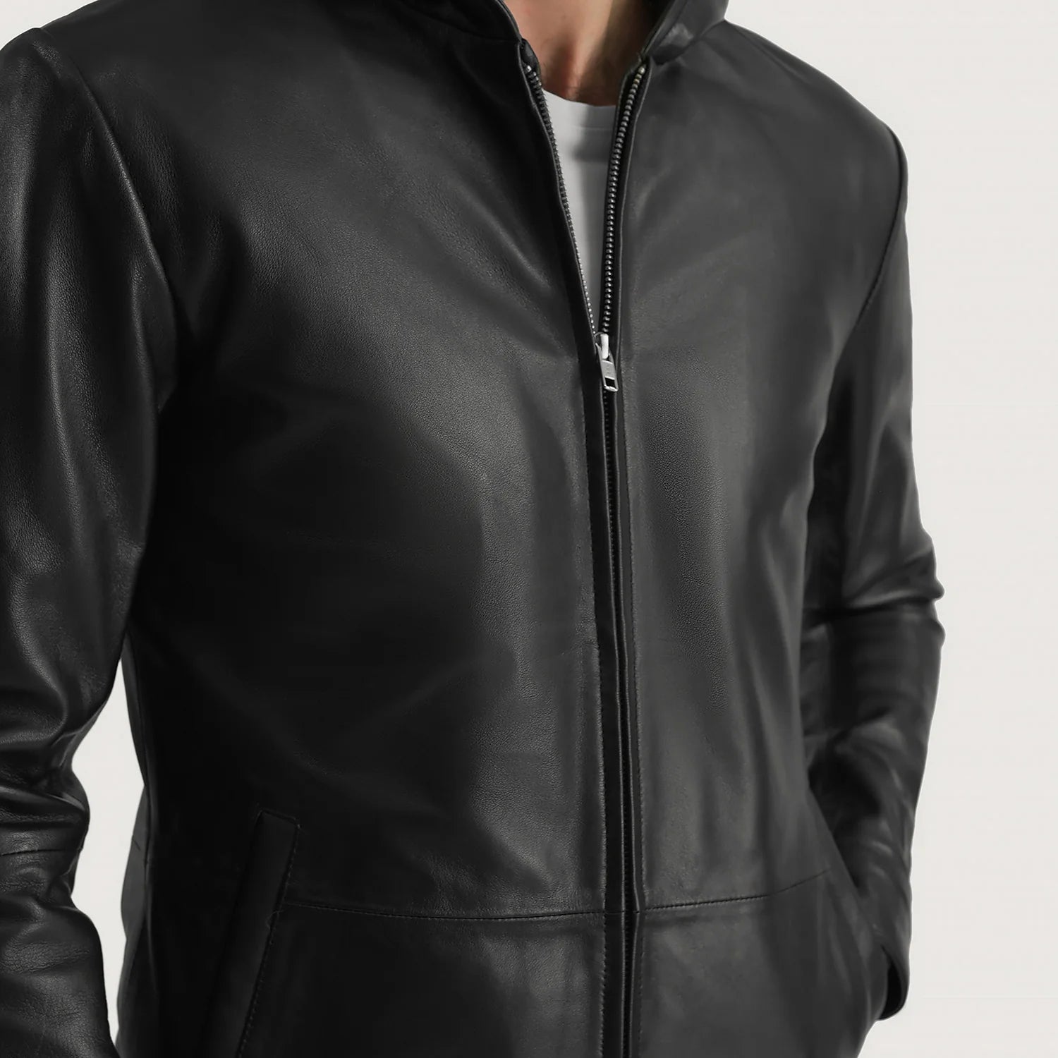 Men's Classic Hooded Leather Jacket