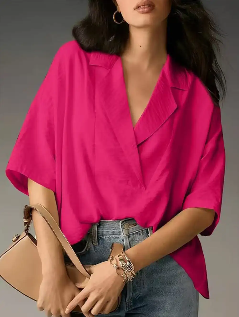 Textured Short Sleeve Lapel Shirt