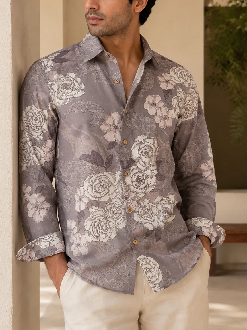 Everyday Textured Slim Fit Printed Men's Formal Shirt