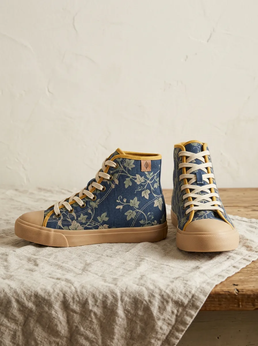 Unisex Botanical Nature Lover Ivy Leaf Printed Canvas Shoes