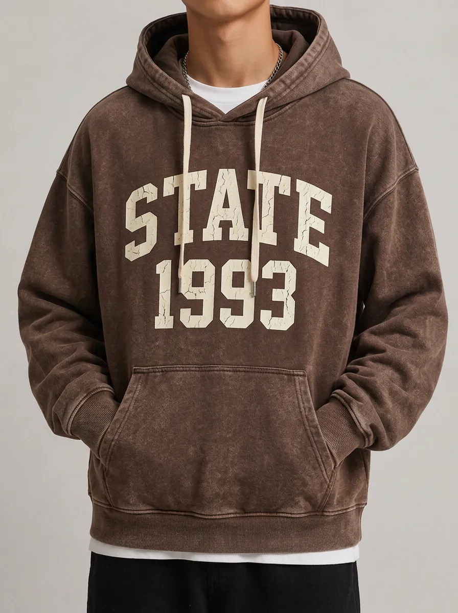 Men's Vintage State 1993 Graphic Printed Hoodie
