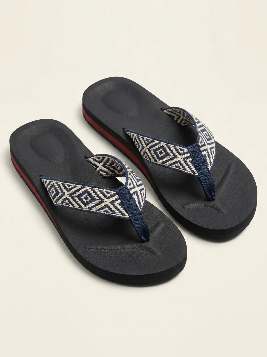 Geometric Print Flip Flops for Unisex Wear