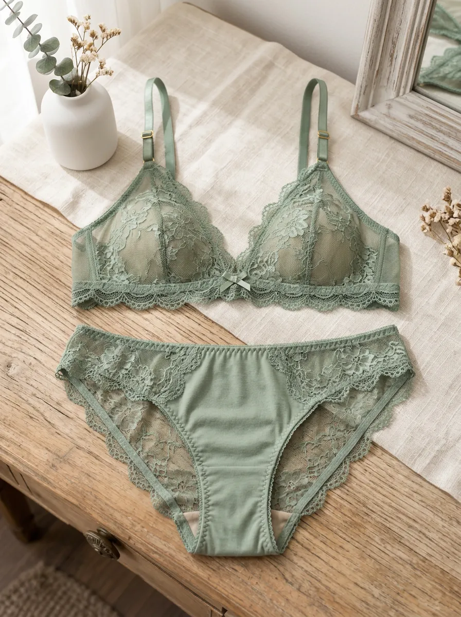 Women's Floral Lace Embroidered Floral Lingerie Set